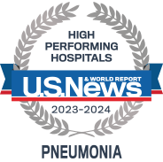 Rated High Performing by U.S. News & World Report for care in Pneumonia